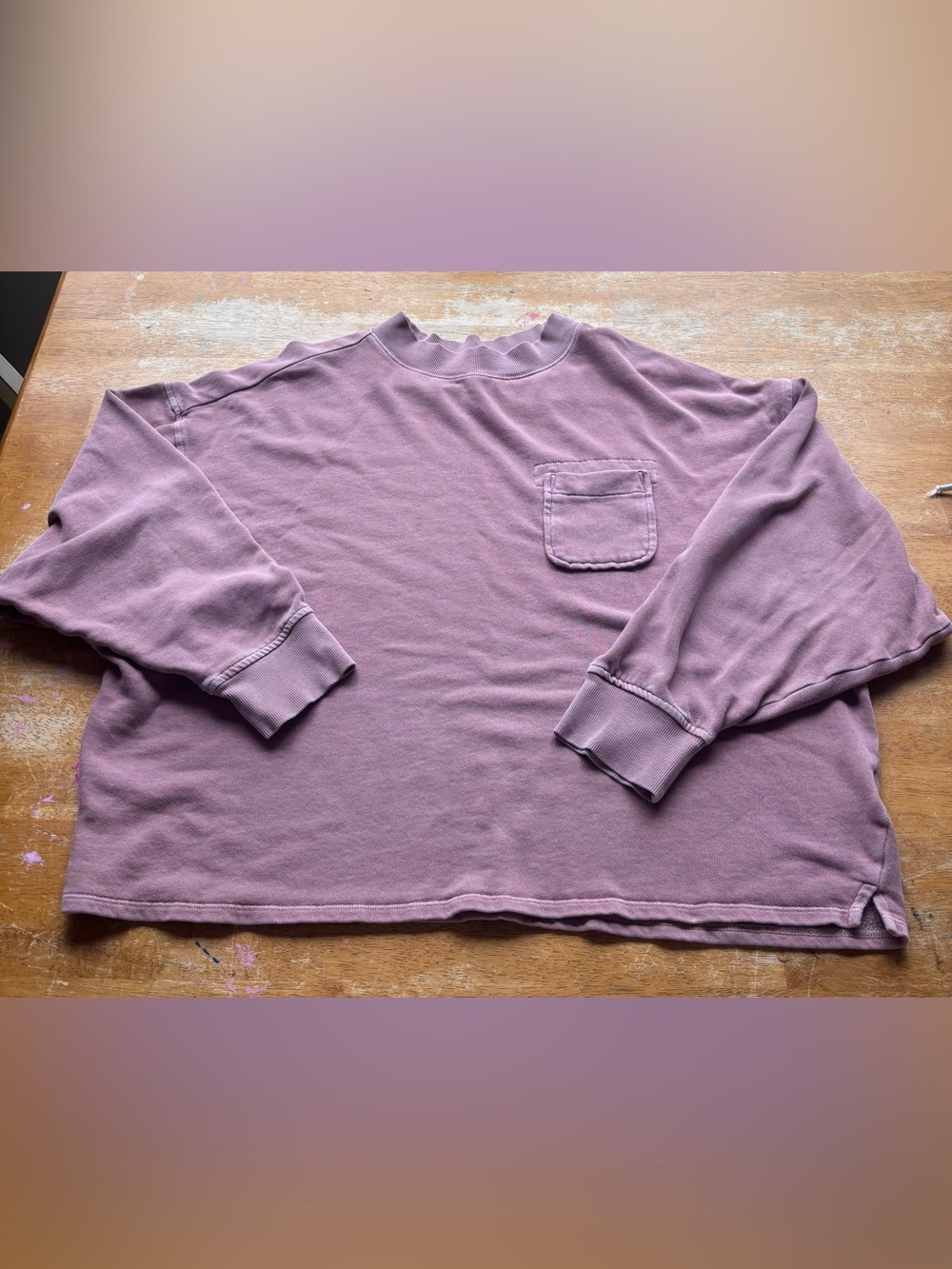 Old Navy Mauve Long-Sleeve Crewneck Sweatshirt with Chest Pocket